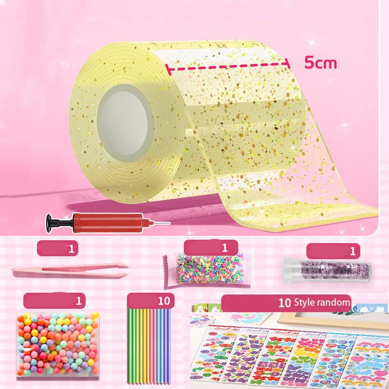 DIY artesanía pellizco juguete hacer juego de cintas de burbujas soplables sin marcar adhesivo de doble cara reutilizable Color Kit de Nano cinta adhesiva alta: Blanco