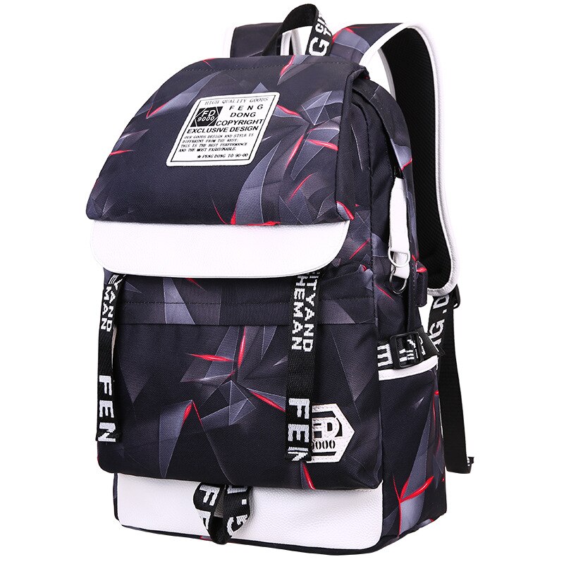 Geometric Print Men Backpack 15.6 Inch Laptop Backpacks Large Capacity Travel Backbag School Bags For Teenager Boys Mochila: Skyred