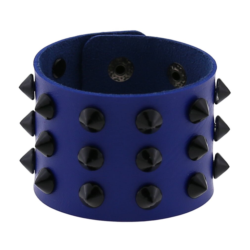 Bracelet gothique Punk Steam pour hommes, noir, blanc, rouge, en cuir pour femmes et hommes, bouton pression, bijoux: Blue