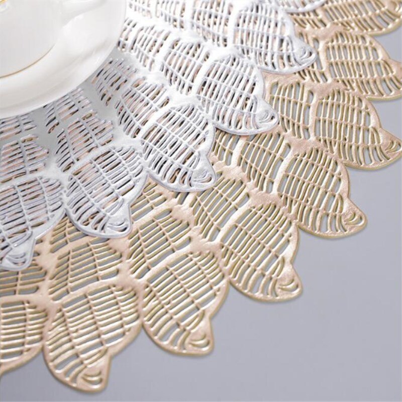 Runde Hohl PVC Tischset Bronzing Wasserdicht Esstisch matt Hotel Restaurant Westlichen Steak Pad Isolierung Pads Küche Dekor