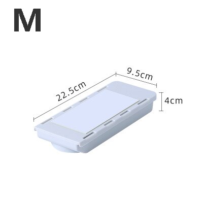 Mini bandeja para lápices cajas cajones de almacenamiento de escritorio ocultos en oficinas y escritorios, bandeja telescópica extensible, cajón de almacenamiento autoadhesivo: M white