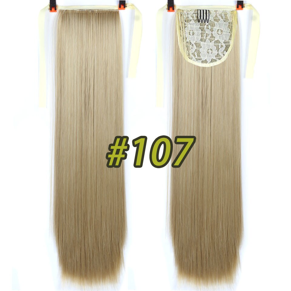 LUPU-peluca larga y Lisa para mujer, coleta de 22 pulgadas, extensiones de cabello sintético resistente a altas temperaturas, color negro Natural: 107