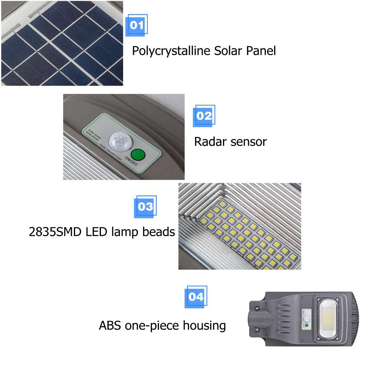 Smuxi 360W/240W/120W LED Gray IP65 Solar Street Light motion Constantly bright Induction Solar Sensor Remote Control