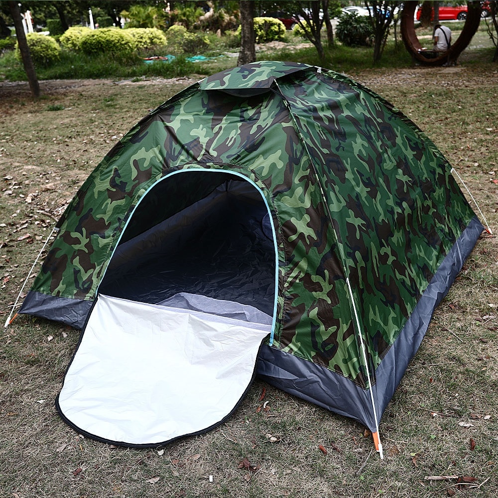 2-4 Personen Waterdicht Camping Tent Pu 1000Mm Polyester Stof Enkele Laag Tent Voor Outdoor Reizen Wandelen 200*200*120Cm