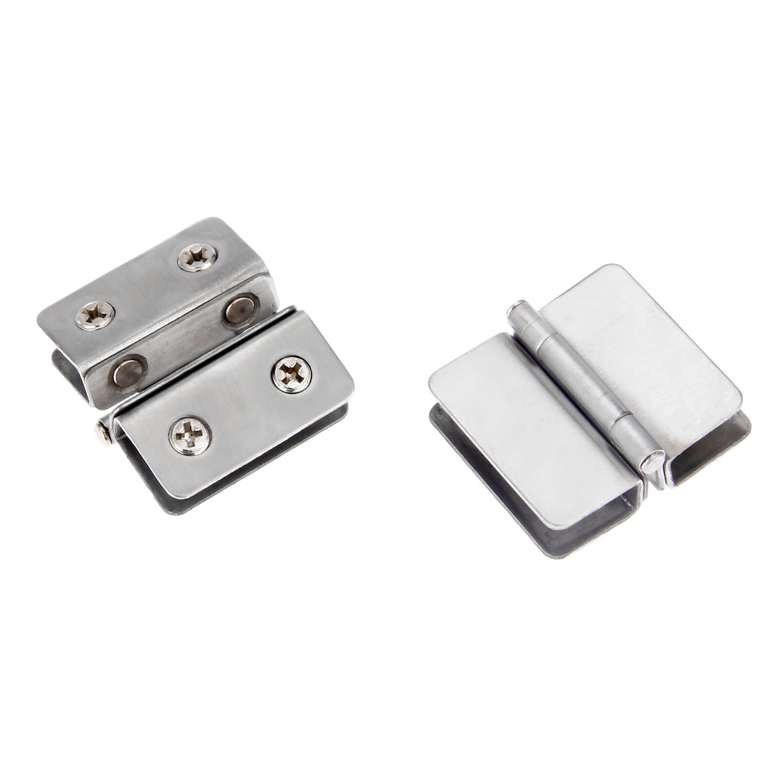 2Pcs Glass Door Hinges Adjustable Double Clamp Hinges for Cabinet Cupboard Bathroom Glass Clamps Zinc Alloy