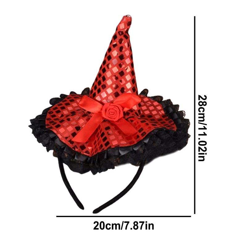 Halloween Witch Headband Sequins Lace Witch Headband Halloween Headbands Headwear Hair Hoop Costume Hat For Halloween