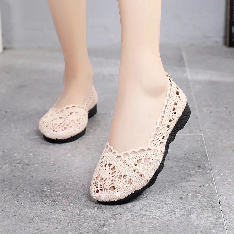 Scarpe da donna scarpe da pescatore donna mesh traspirante piatto fondo morbido scarpe da donna piselli scarpe da donna scarpe basse 2023
