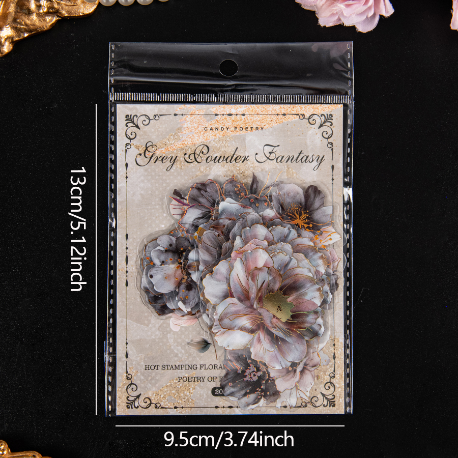 120 piece retro floral sticker set - floral patterns suitable for scrapbooks, DIY crafts, and collages | Durable PET mat