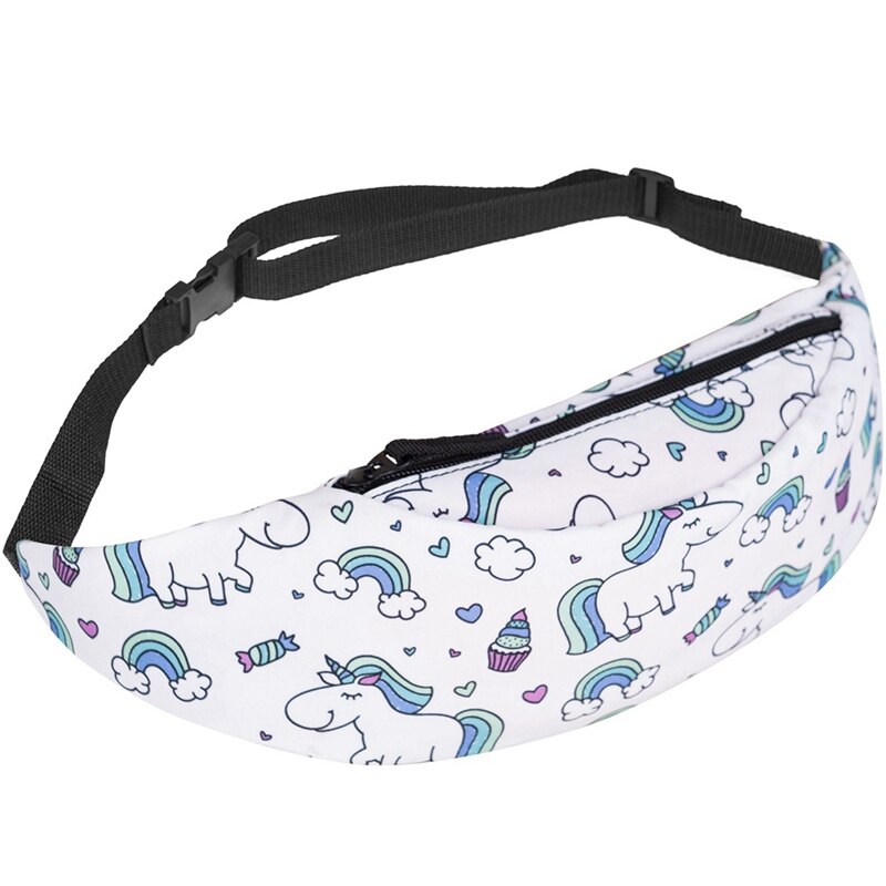 Kids Sequins Printing Unicorn Waist Bag For Women Fanny Packs Girls Shoulder Bag Travel Mobile Phone Bags