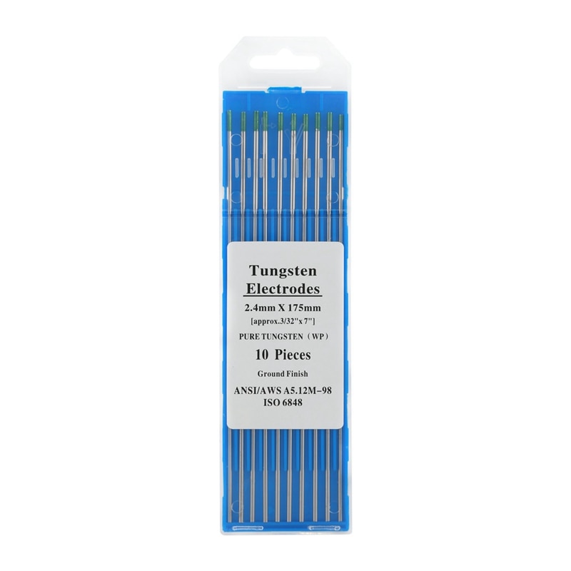 TIG Welding Tungsten Electrodes Pure Tungsten (Green, WP) 10-Pack: Silver3
