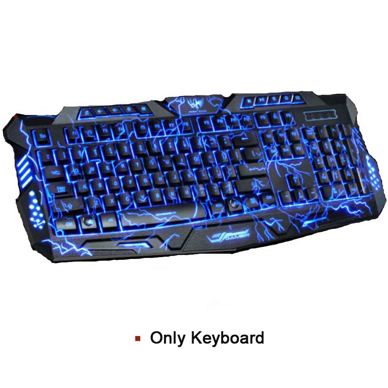 Tri-kleur USB Bedraad LED Backlit Laptop Computer Gamer Toetsenbord Muis Combo Optische Pro 7 Knoppen 5500 DPI Gaming muis: Only Keyboard