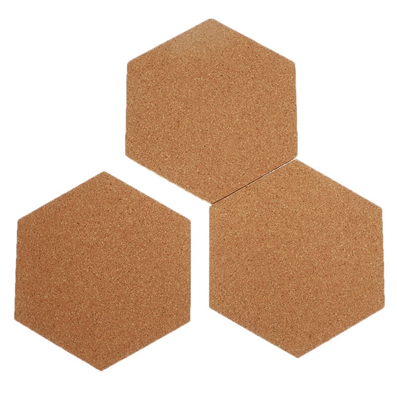 Kantoor Thuis Hout Foto Achtergrond Hexagon Stickers Zelfklevende Kurk Boord Tegels Muur Tekening Bulletin Boards