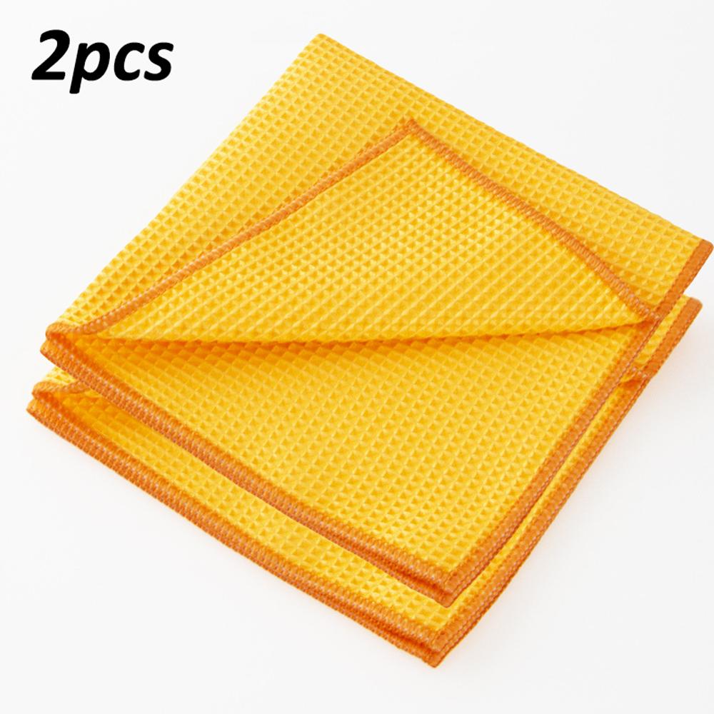 2pcs Soft Car Window Care Microfiber Wax Polishing Detailing Towel Car Cleaning Wash Traceless Cloth Kitchen Cleaner 40x40cm