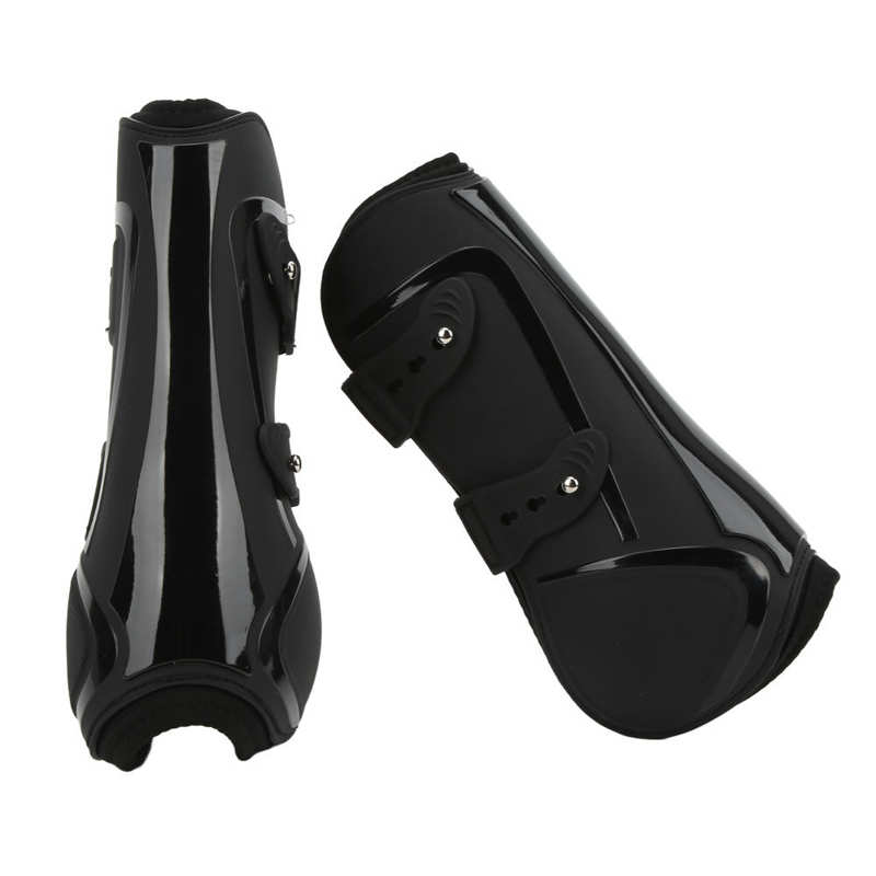 Stivali gamba di cavallo PU Shell elastico in Neoprene protezione gamba di cavallo sicura per vasi sanguigni tendine: Black / M