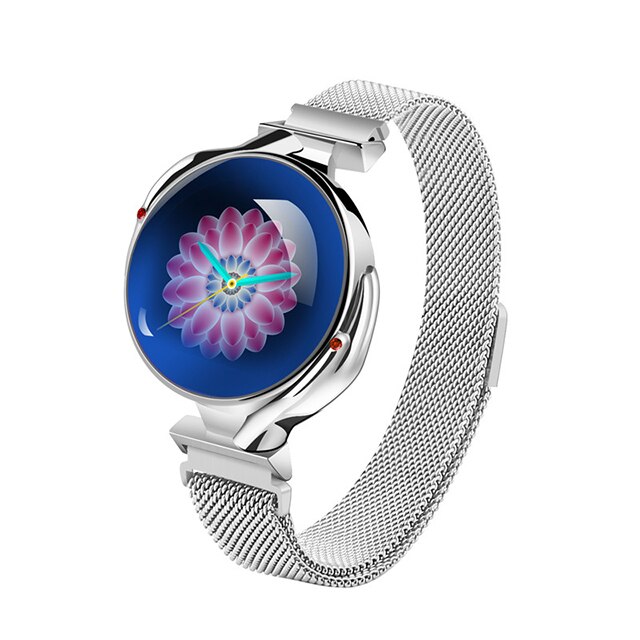 femmes montre intelligente étanche fréquence cardiaque moniteur de pression artérielle Smartwatch pour dames montre Bracelet: Argent