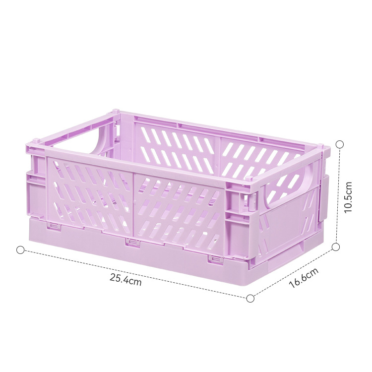 Cesta de almacenamiento plegable de escritorio Ins, caja de almacenamiento apilable de plástico para artículos diversos, juguete, aperitivos, organizador de escritorio Kawaii para estudiantes: Castaño