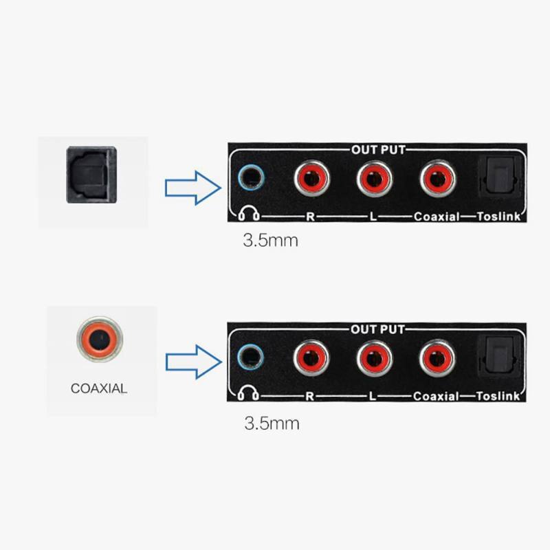 192 kHz DAC Converter Digitaal naar Analoog Converter Volumeregeling Digitale Optische Coax Toslink naar Analoog Stereo L/R RCA Adapter