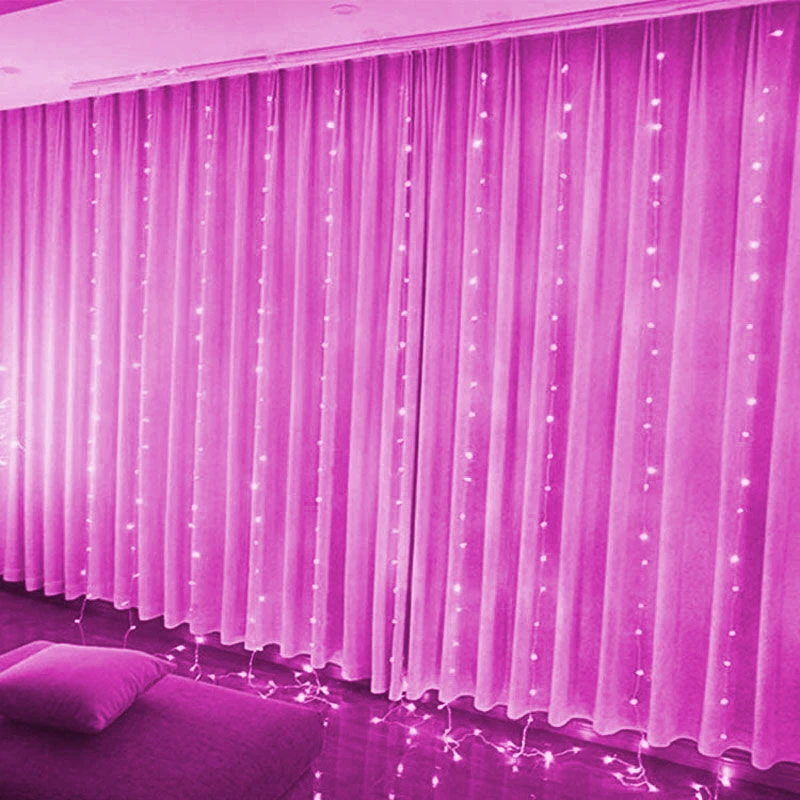 Lumières dégradées de rideau LED, 8 modes d'éclairage, décoration extérieure et intérieure pour Noël, fête de mariage, jardin, salon, chambre à coucher, 6m, 3m: Violet / 0-5W