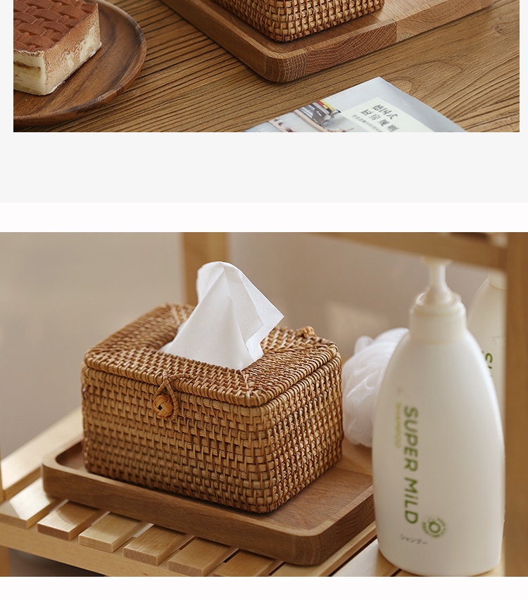 Rattan Tissue Box Home Decoration Handmade Desktop Tissue Rattan Tissue Box For Barthroom,Home,Hotel And Office