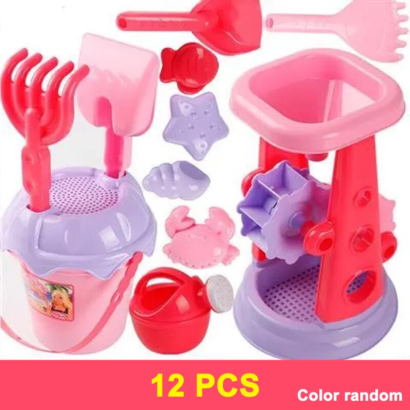 Kids Beach Playing Toys Shovel Barrel and Sands Molds Baby Summer Beach Hourglass Digging Sand Toy Set Beach Sand Dune Tool Toys: 12PCS B