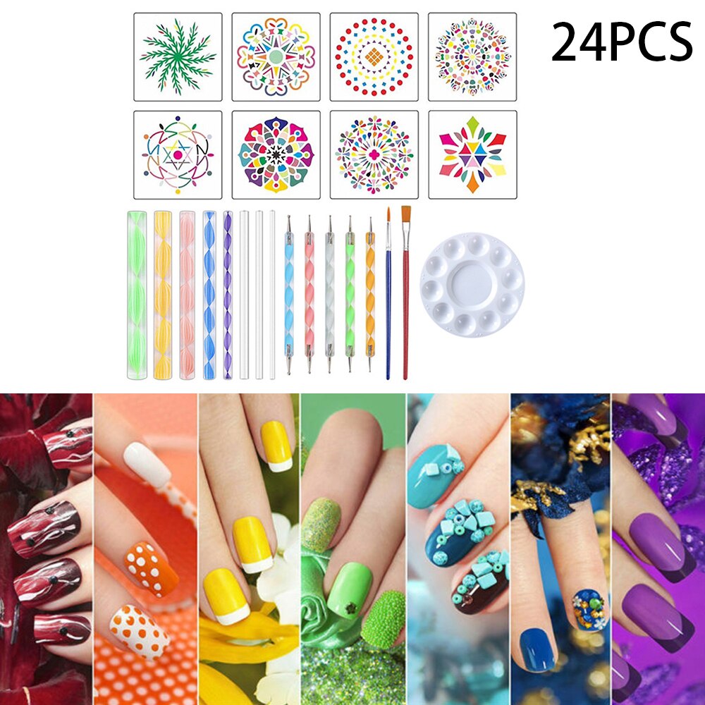 24 Piece Acrylic Rock Dotting Tool Art Painting Tools Set DIY Stencil Painting Kit Dotting Tools Pens Brushes