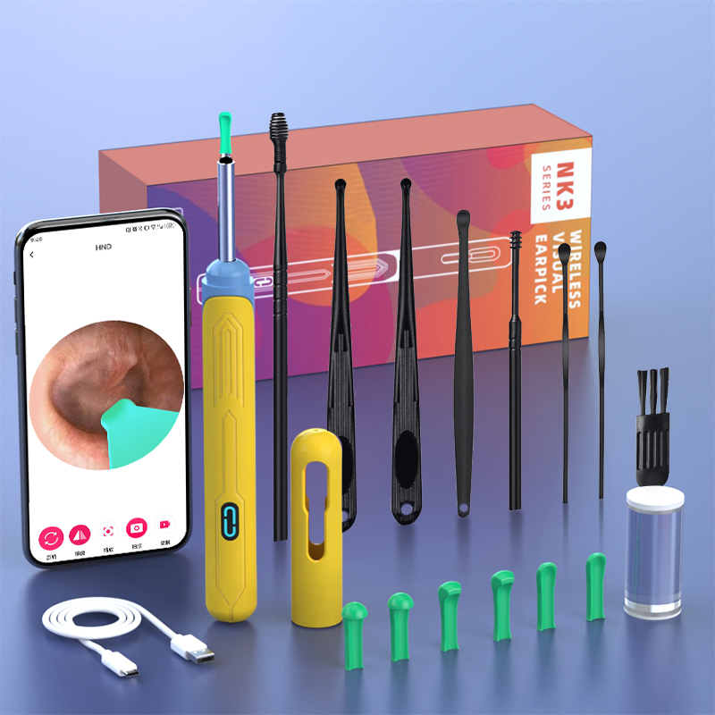 Limpiador de oídos con cámara, palos para los oídos HD, otoscopio, carga USB C, endoscopio, herramienta de eliminación de cera, palillo para los oídos, juego de limpieza de oídos NK3 Pro: TRANSPARENT