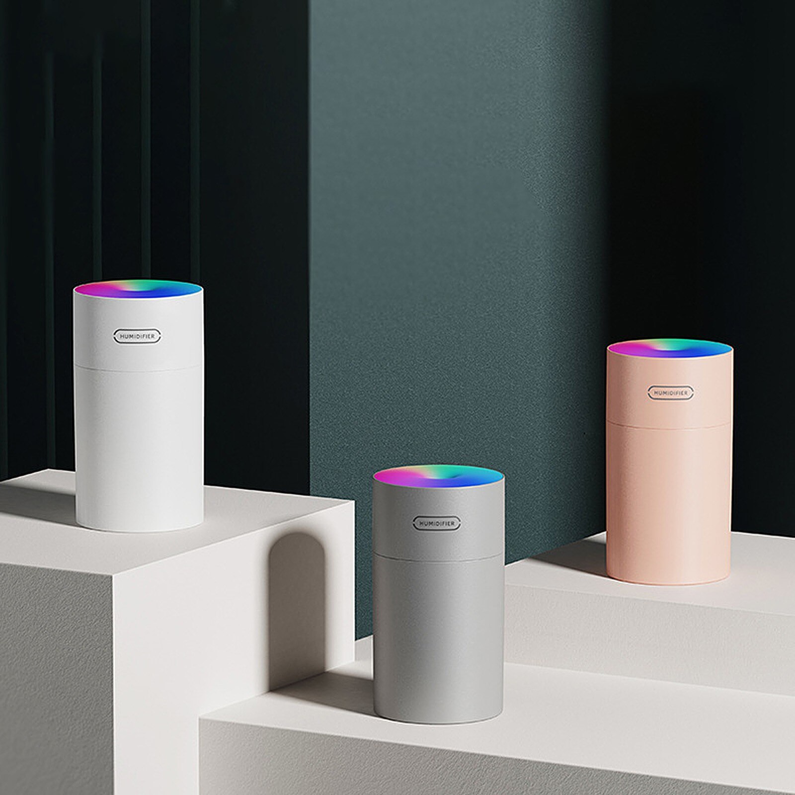 4# tragbare, zylindrische, geräuschlose Mini-luftbefeuchter mit bunten lichtern, ultraschall-Aroma-diffusor für ätherische öle
