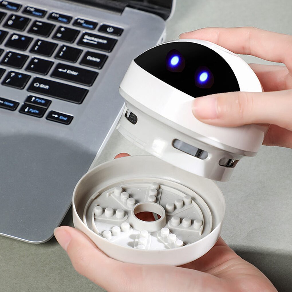 Table Vacuum Cleaning USB Rechargeable Pencil Shavings Sweeper with Brush Handheld Tabletop Dust Removal School