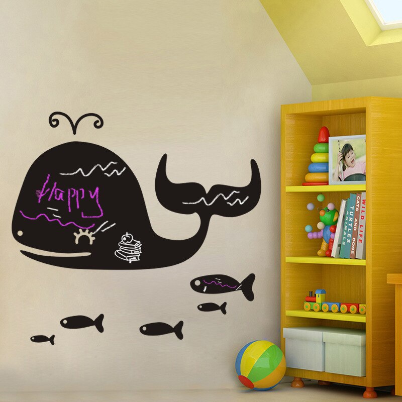 green removable wall stickers nursery children's room backdrop stickers affixed blackboard whale