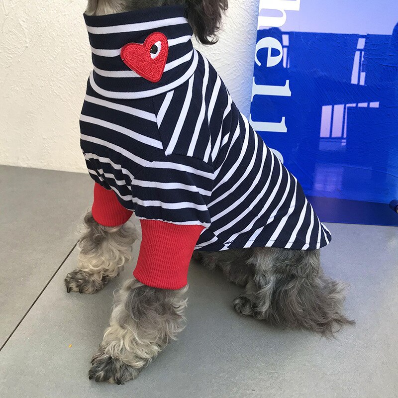 Huisdier Dieptepunt Shirt Liefde Strip T-shirt Bichon Schnauzer Teddy Overhemd Hond Kat Kleine Hond Kleren Strepen Hond Kleding Voor Kleine honden