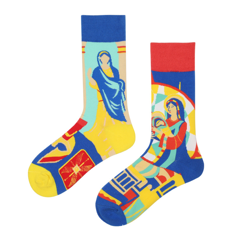 Nueva AB asimétrico Pato Mandarín calcetines para hombres y mujeres de dibujos animados divertido lindo Animal medio alto calcetines de algodón de tubo