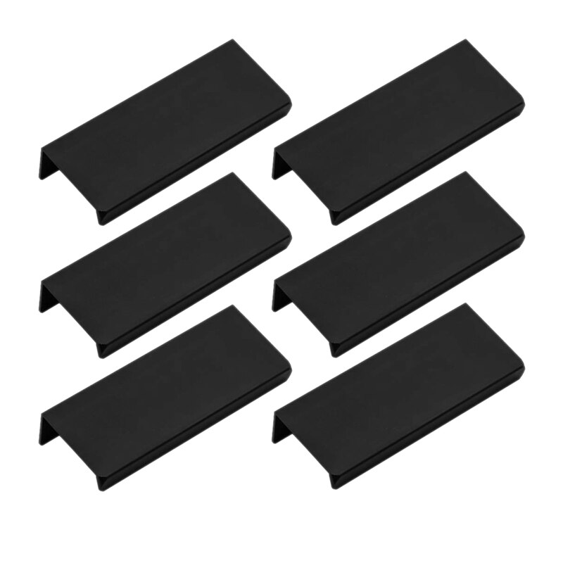 80mm/3.15 inch Black Mount Finger Edge Pull Concealed Handle for Home Kitchen Door Drawer Cabinet(12Pcs)