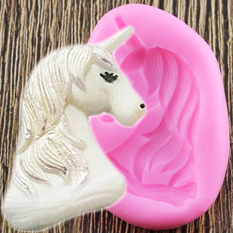 Moldes de silicona unicornio DIY Cupcake Topper Fondant pastel decoración herramientas galletas hornear caramelo arcilla Chocolate pasta moldes