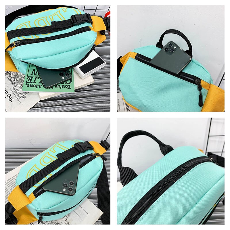 Riñonera de lona para hombre y mujer, bolso de cintura de Unisex, estilo Hip hop, cruzado, para teléfono, de viaje