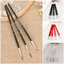 10PCS Acryl Holz Hand Gemalt Dünne Malerei Pinsel Feine Nylon Haar Haken Linie Stift Zeichnung Kunst Liefert Rot/ schwarz/Weiß Stift