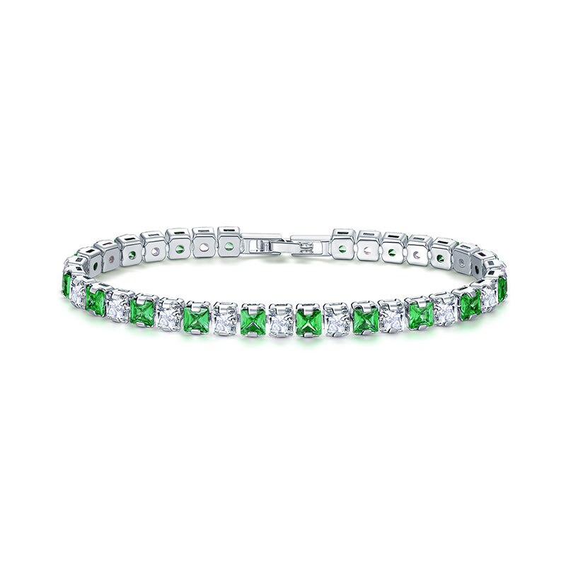 UMODE 0.25ct Cancella Piazza Cubic Zirconia Bracciale Tennis per le Donne Degli Uomini di Cerimonia Nuziale Dei Monili di Lusso 0.16 pollici Femme Moda UB0178A: Green / 17 centimetri