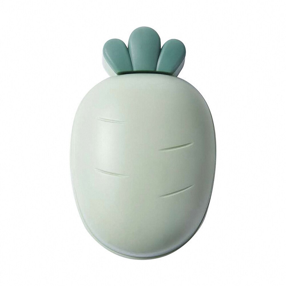Plato de soporte para jabón con forma de zanahoria y dibujos animados, caja de jabón de doble capa para baño, bandeja antideslizante, accesorios para el baño: Green