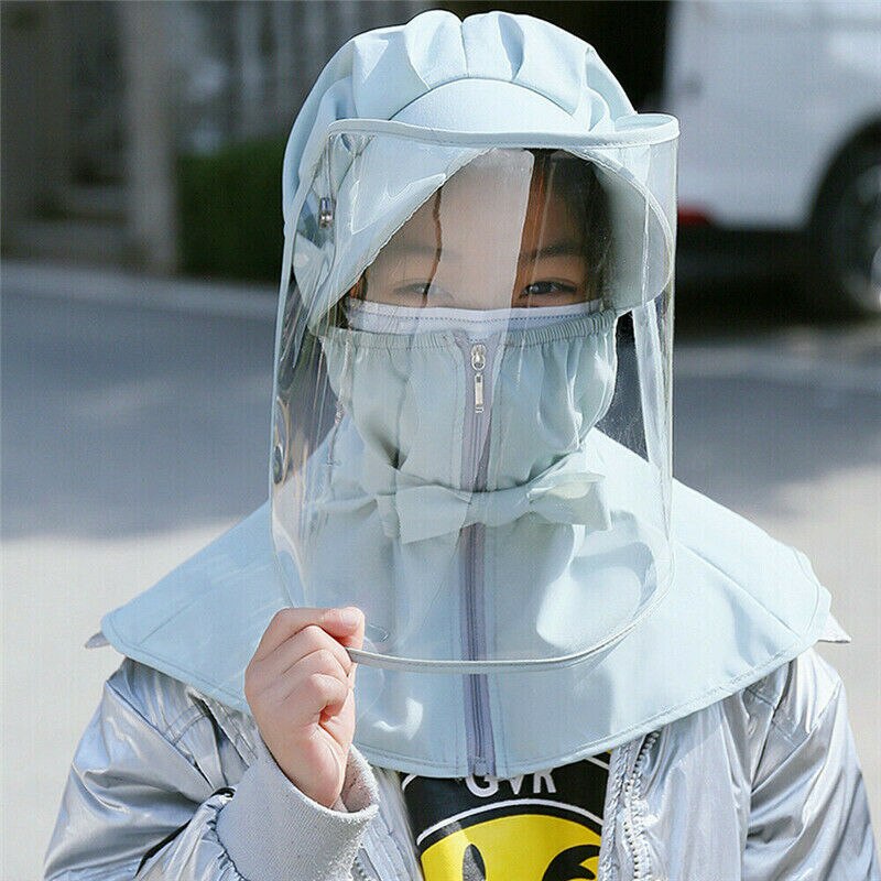 Full Face Neck Visor Cover Shield Cap Safety Eye Protect Hat Anti-Spit Saliva Anti-UV J99Store: Blue Grey A Children
