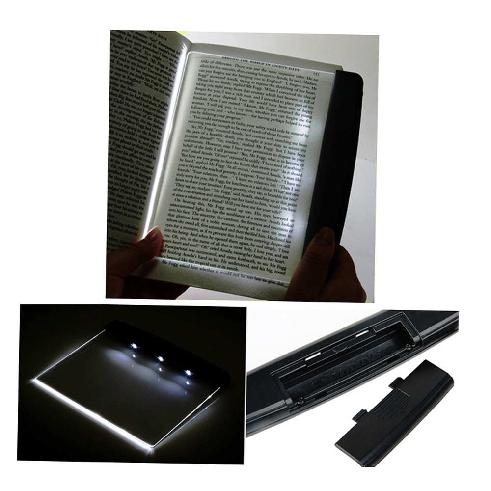 Novidade led livro luz de leitura placa plana luz da noite portátil viagem dormitório lâmpada mesa led olho proteger