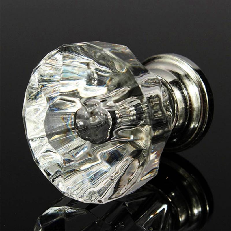 12 stks/zak Acryl Zinklegering Crystal Clear Glas Deurknoppen met Schroeven Ladekast Meubelen Keuken Handvat