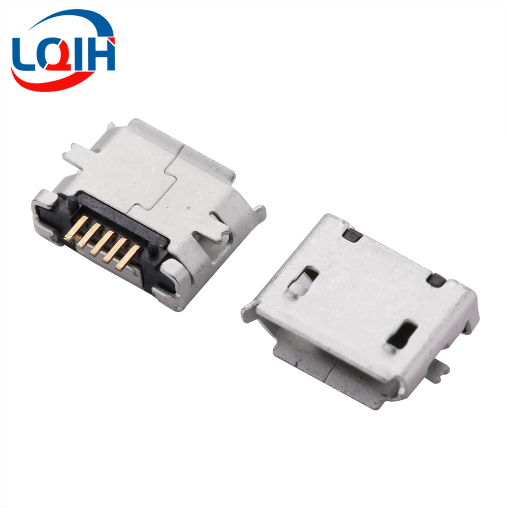 Conector Micro USB 2 de 5 pines, conector hembra DIP SMD para teléfono, tabletas, altavoces, etc., puerto de carga, enchufe de alimentación v8, 10 Uds.