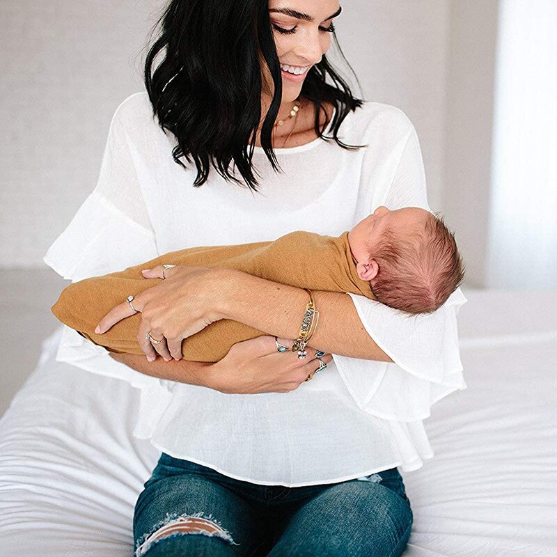 Xcqgh Mousseline Katoenen Baby Inbakeren Deken Bamboe Katoen Inbakeren Wrap Voeden Burp Doek Handdoek Sjaal Baby Spullen 60*60cm