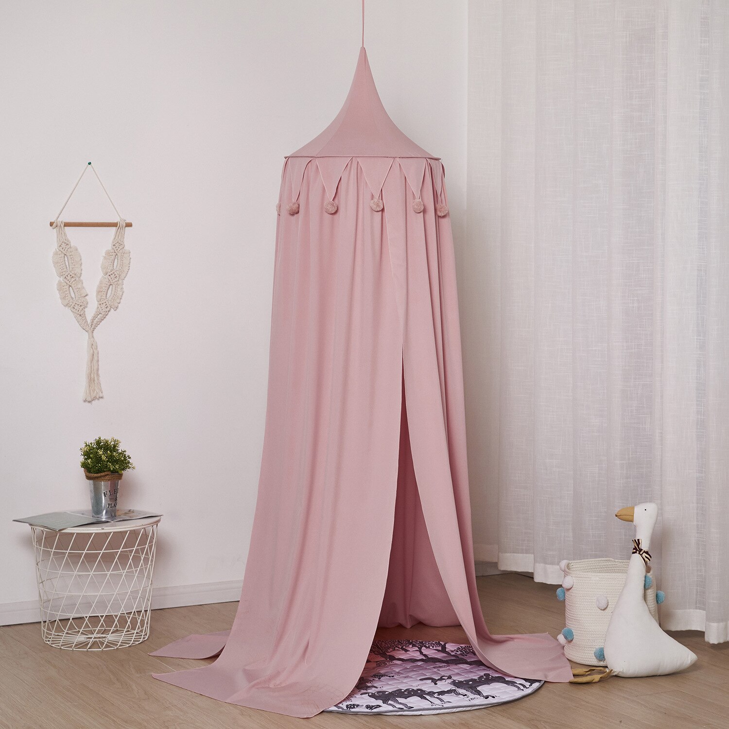 Kinderen Zomer Kamer Bed Gordijn Opknoping Dome Klamboe Opvouwbare Gratis Installatie Stijl Shading Enkele Deur Tent: Roze