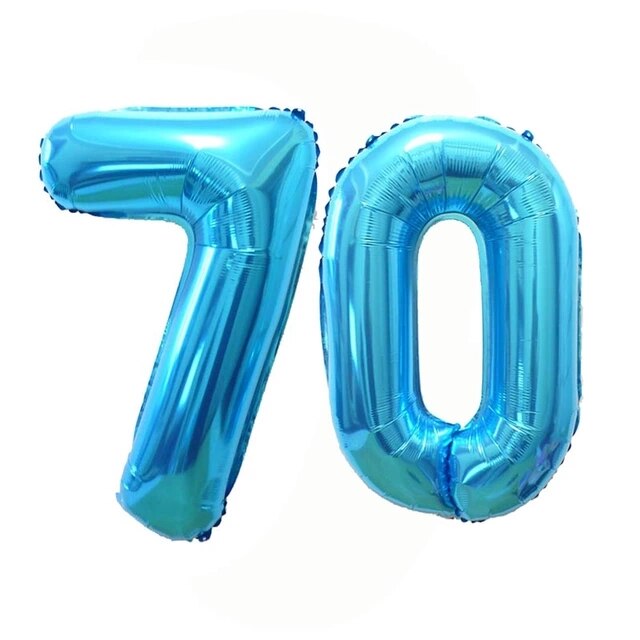 2pcs 40 inch Rose Gold Number 70 Foil Balloons Adult 70th Birthday Party Anniversary Digit Helium Balaos Decoration Globos: Blue / 32inch