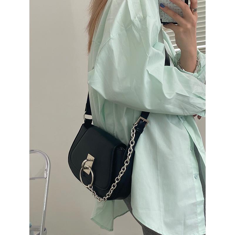 Effen Kleur Pu Lederen Vrouwen Flap Schouder Messenger Bag Dames Chain Handtassen Cool Meisjes Eenvoudige Onderarm Tassen