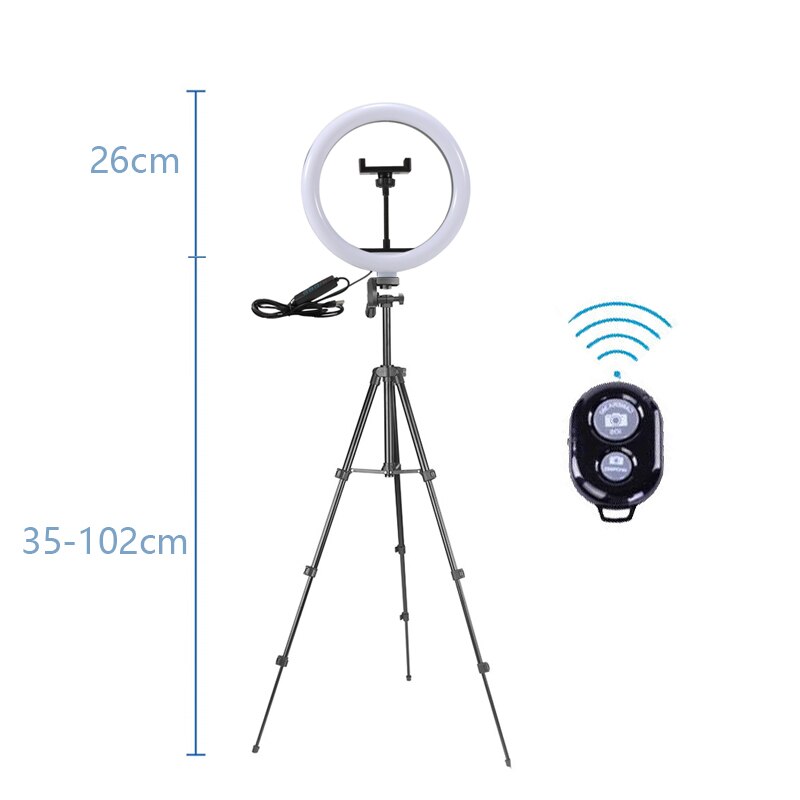 Anillo de luz con trípode para selfi, lámpara de anillo redondo de 26 cm, luz Led para teléfono, iluminación de luz derecha para sesión de fotos, Bering: 3120