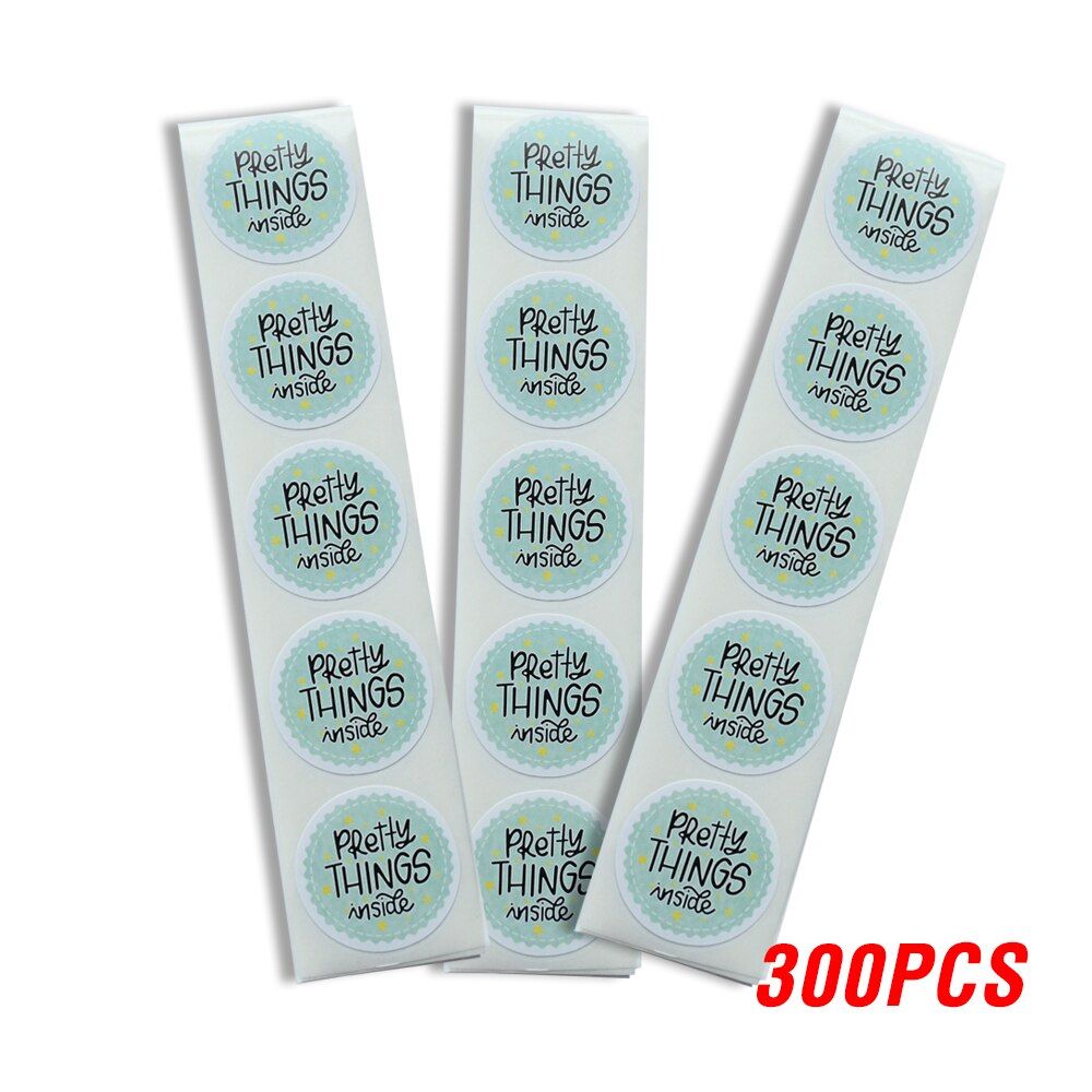 100-500pcs Round "Pretty Things Inside" Stickers Seal Labels Baby Shower Decor Baking Package Envelope Stationery Sticker: QY641-300pcs