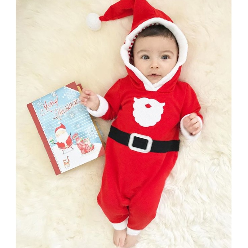 Children's Wear Baby Boy Girl Infant Long Sleeve Christmas 100% Soft Cotton Fleece Romper Jumpsuit Playsuit Clothes 0-24M DS19