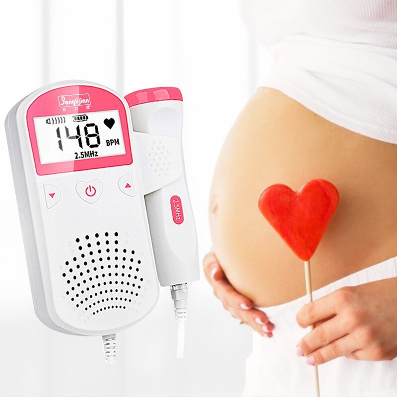 Portable LCD Fetal Doppler Ultrasonic Baby Monitor Home Pregnancy Baby Heartbeat Detector Digital Portable Radiation Free