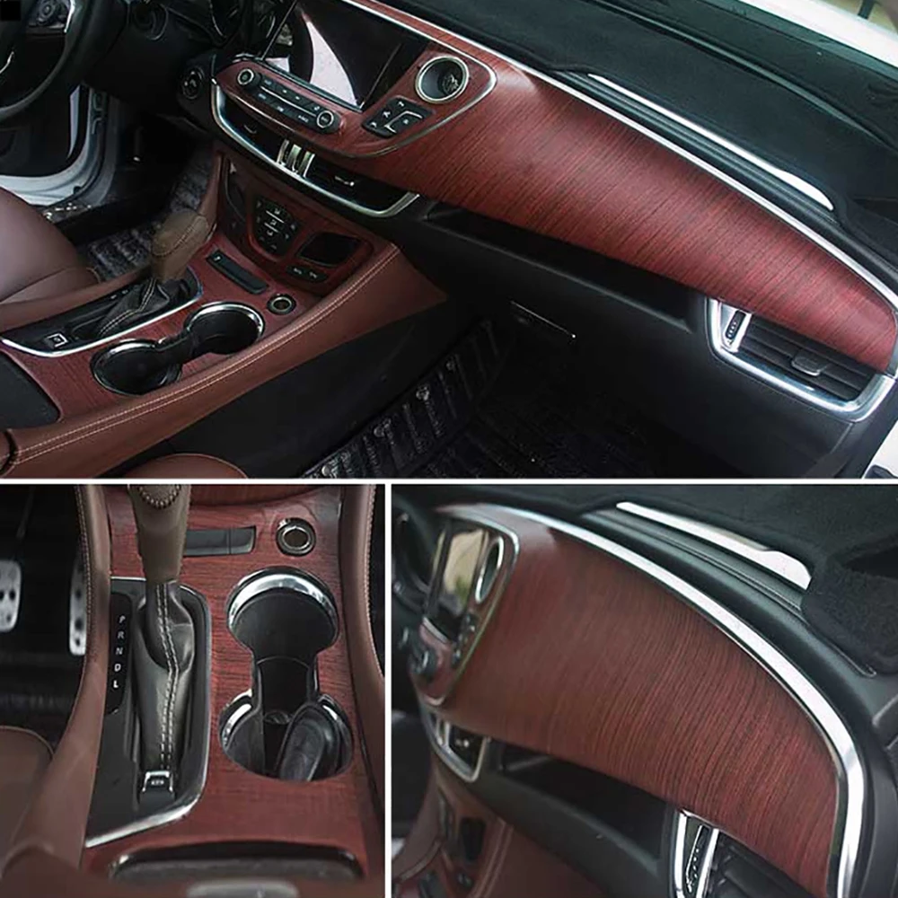 60x500cm Matte Self-adhesive Wood Grain Textured Vinyl Film Car Wrap PVC Waterproof Auto Internal Decoration Car Sticker Styling
